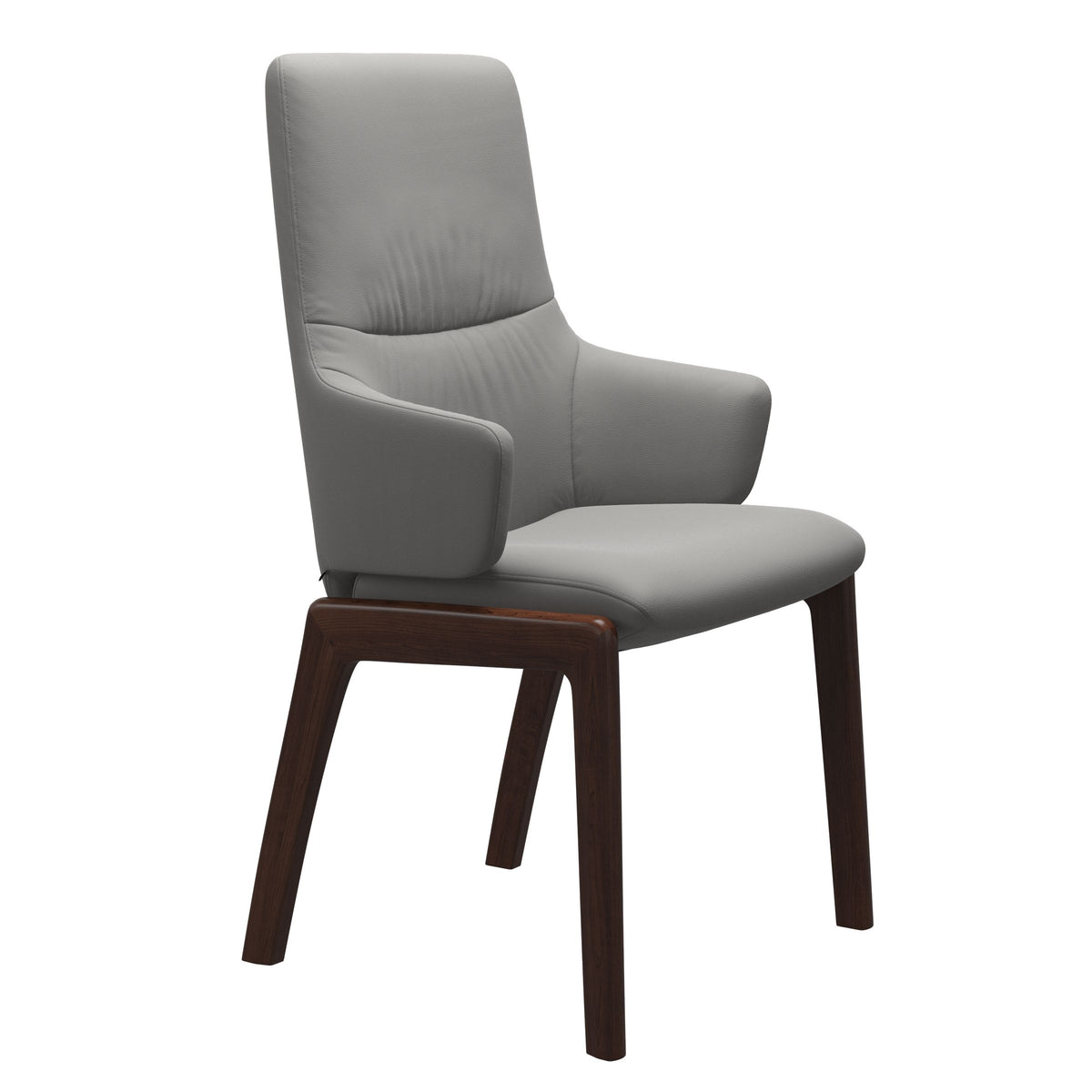 Mint High Back Dining Chair - Paloma Silver Grey - Brown Wood - D100 Armchair