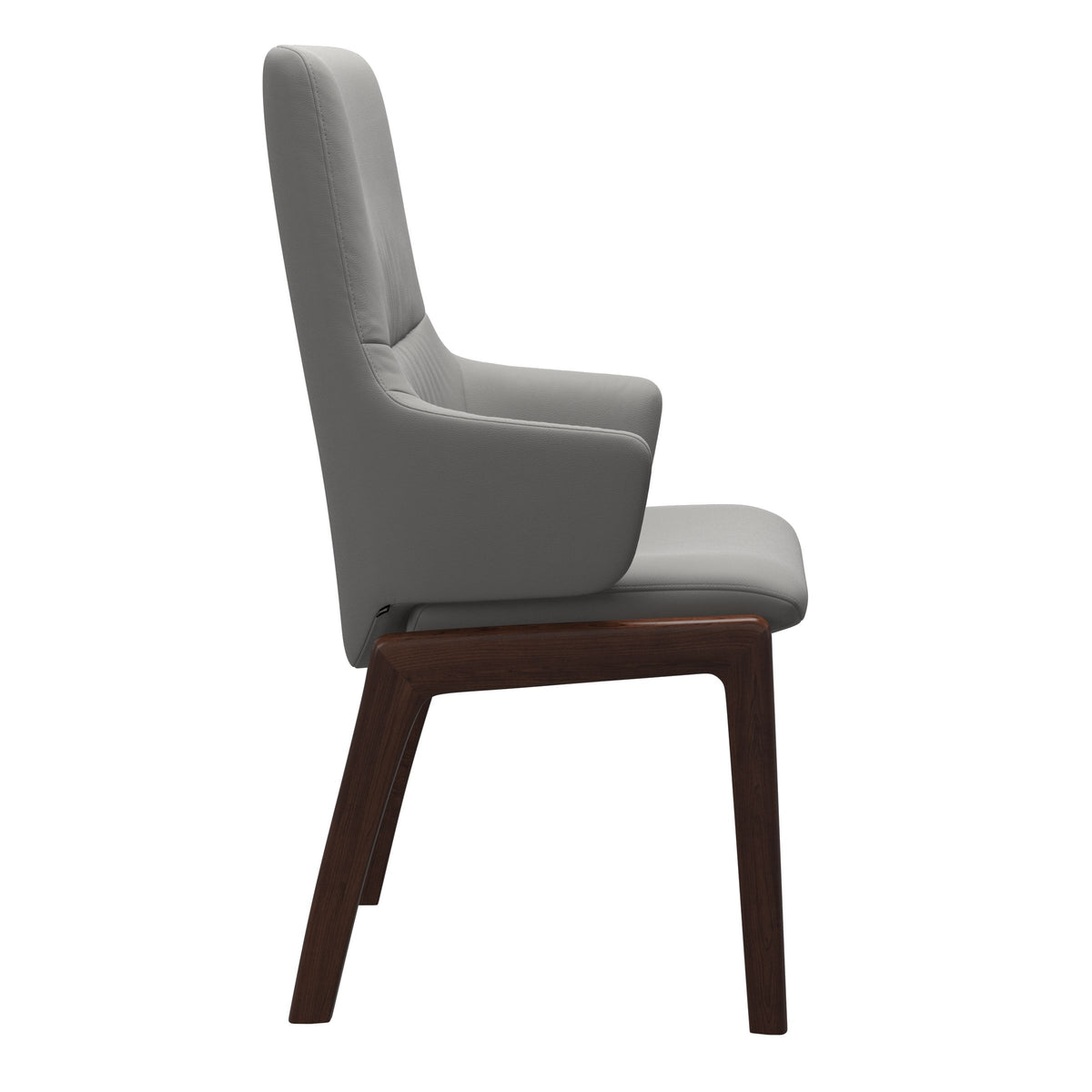 Mint High Back Dining Chair - Paloma Silver Grey - Brown Wood - D100 Armchair