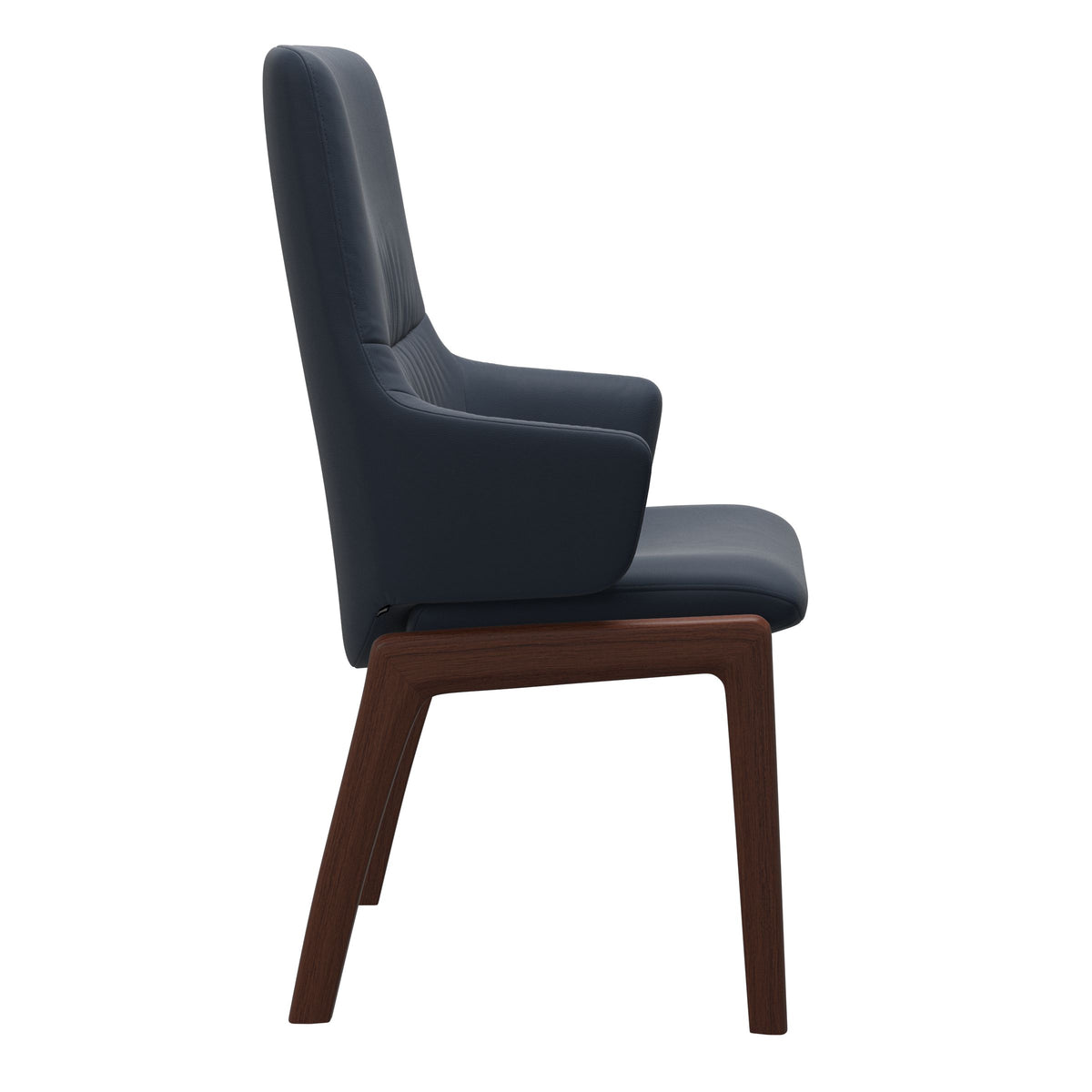 Mint High Back Dining Chair - Paloma Oxford Blue - Walnut Wood - D100 Armchair
