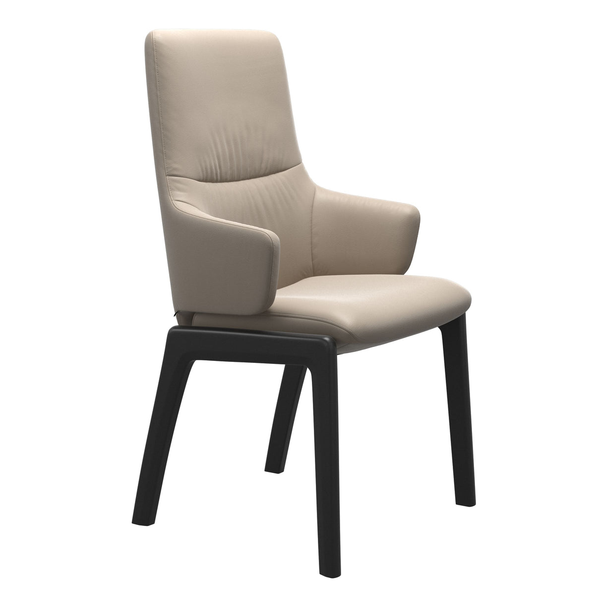 Mint High Back Dining Chair - Paloma Mushroom - Black Wood - D100 Armchair