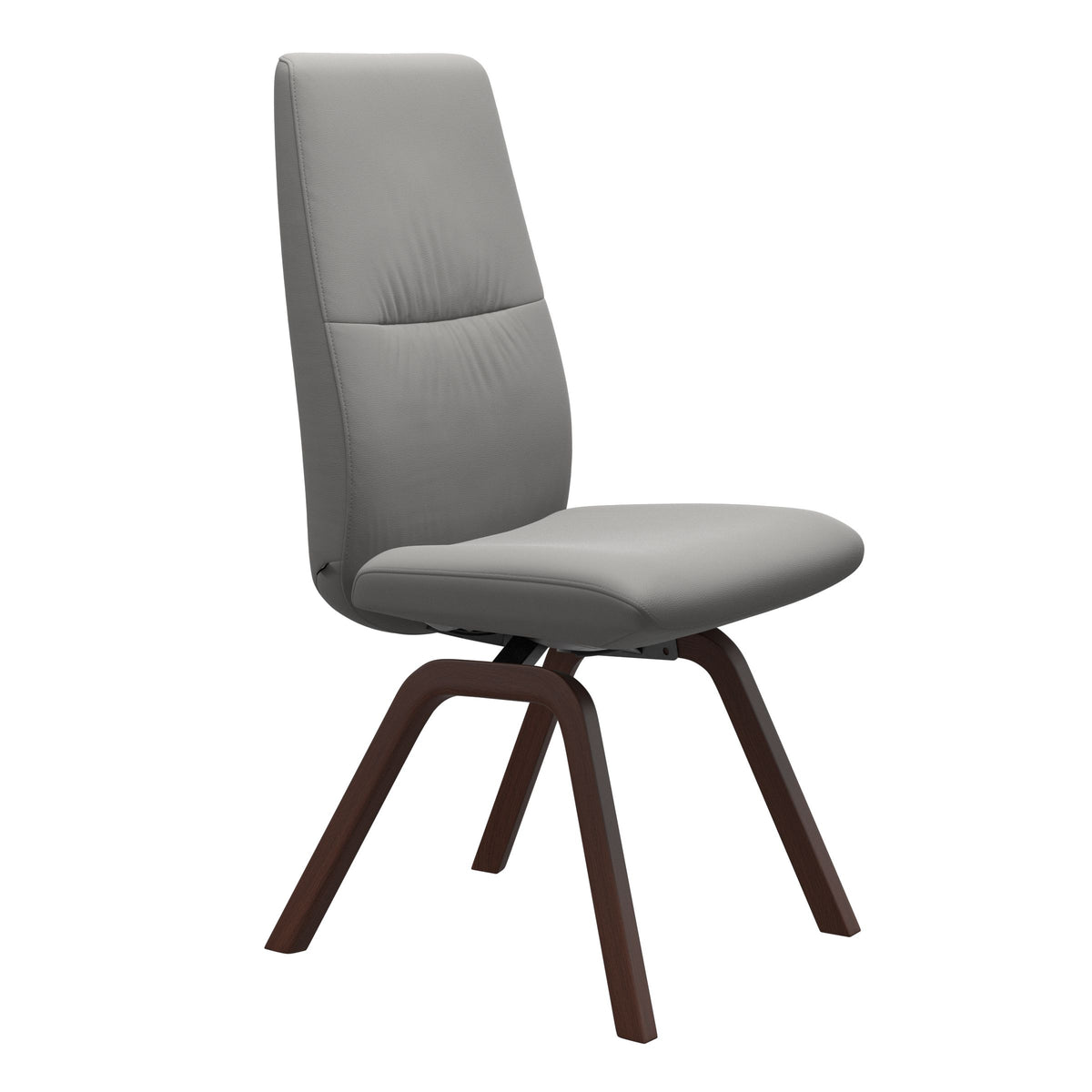 Mint High Back Dining Chair - Paloma Silver Grey - Walnut Wood - Armless