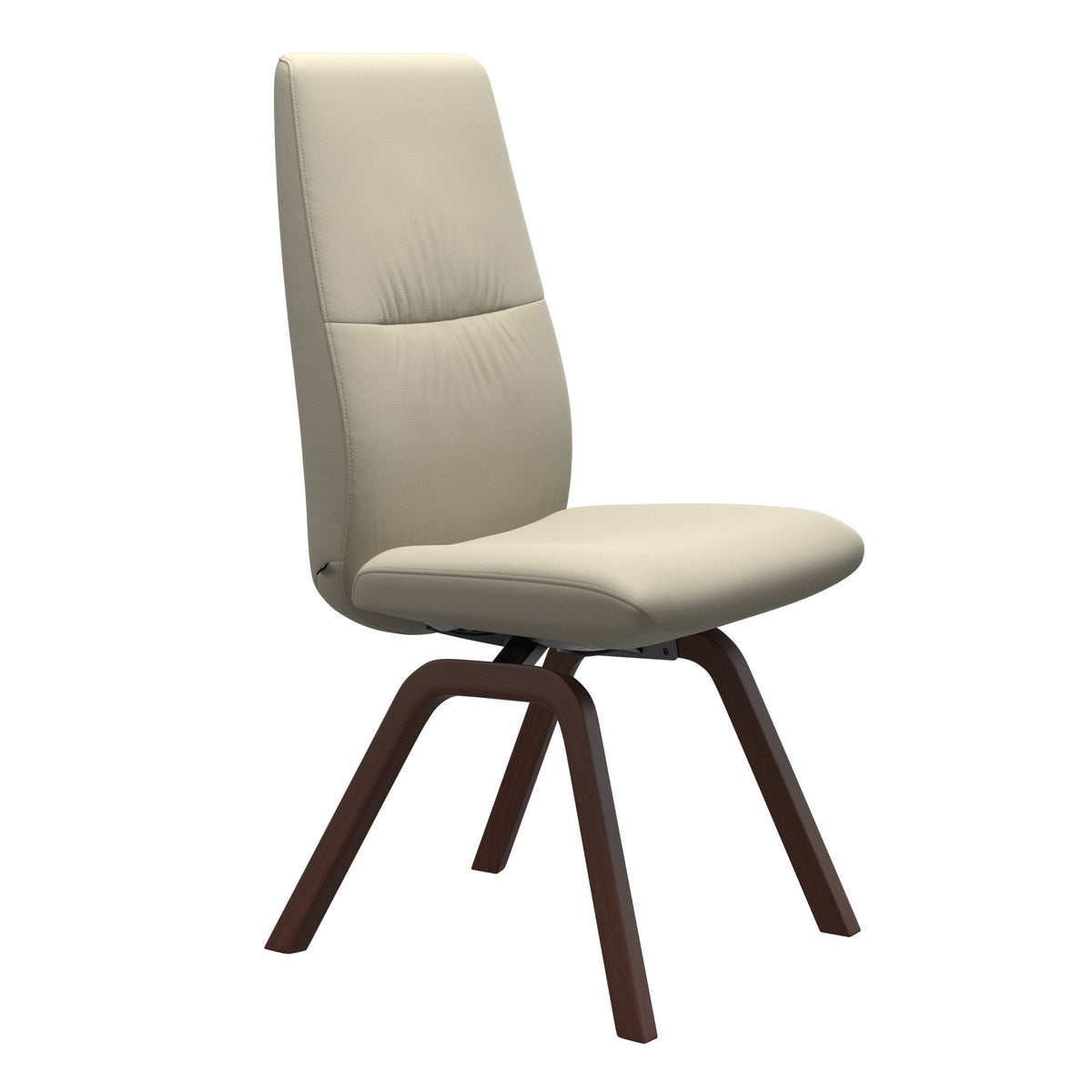 Mint High Back Dining Chair - Paloma Light Grey - Walnut Wood - Armless
