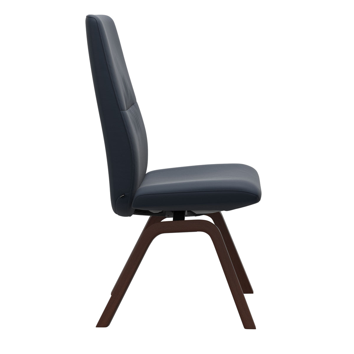 Mint High Back Dining Chair - Paloma Oxford Blue - Walnut Wood - Armless