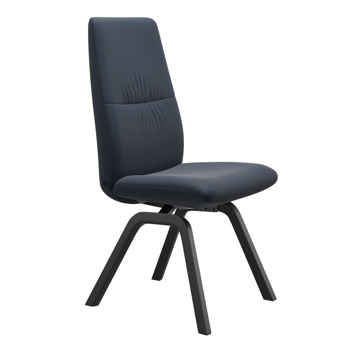 Mint High Back Dining Chair - Paloma Oxford Blue - Black Wood - Armless