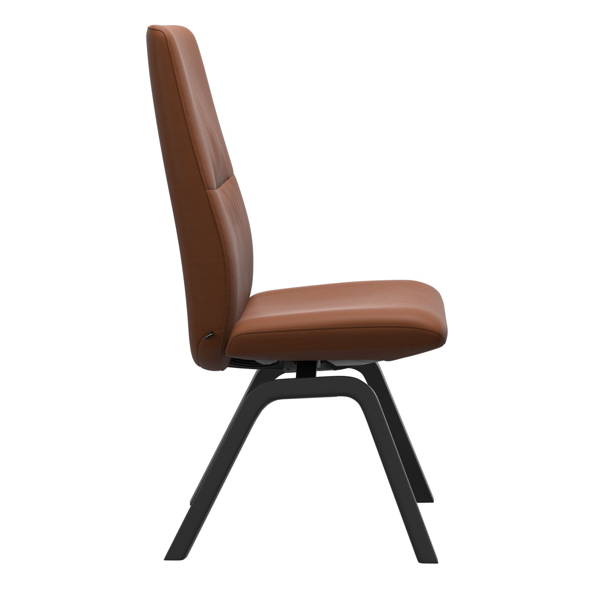 Mint High Back Dining Chair - Paloma New Cognac - Black Wood - Armless