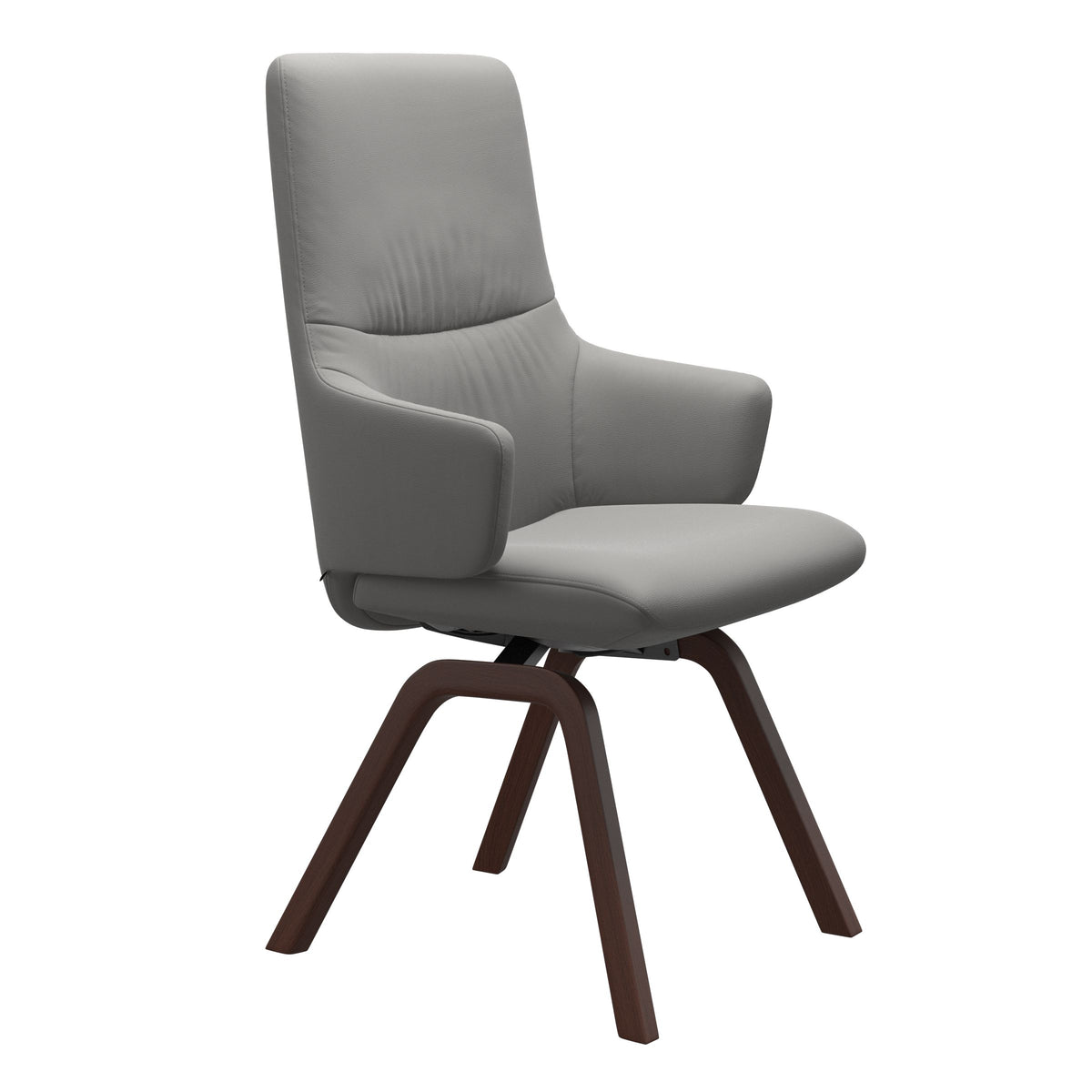 Mint High Back Dining Chair - Paloma Silver Grey - Walnut Wood - Armchair