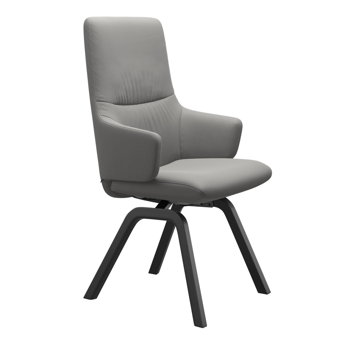 Mint High Back Dining Chair - Paloma Silver Grey - Black Wood - Armchair