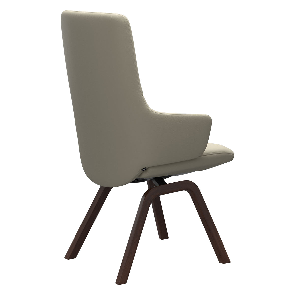 Mint High Back Dining Chair - Paloma Light Grey - Brown Wood - Armchair