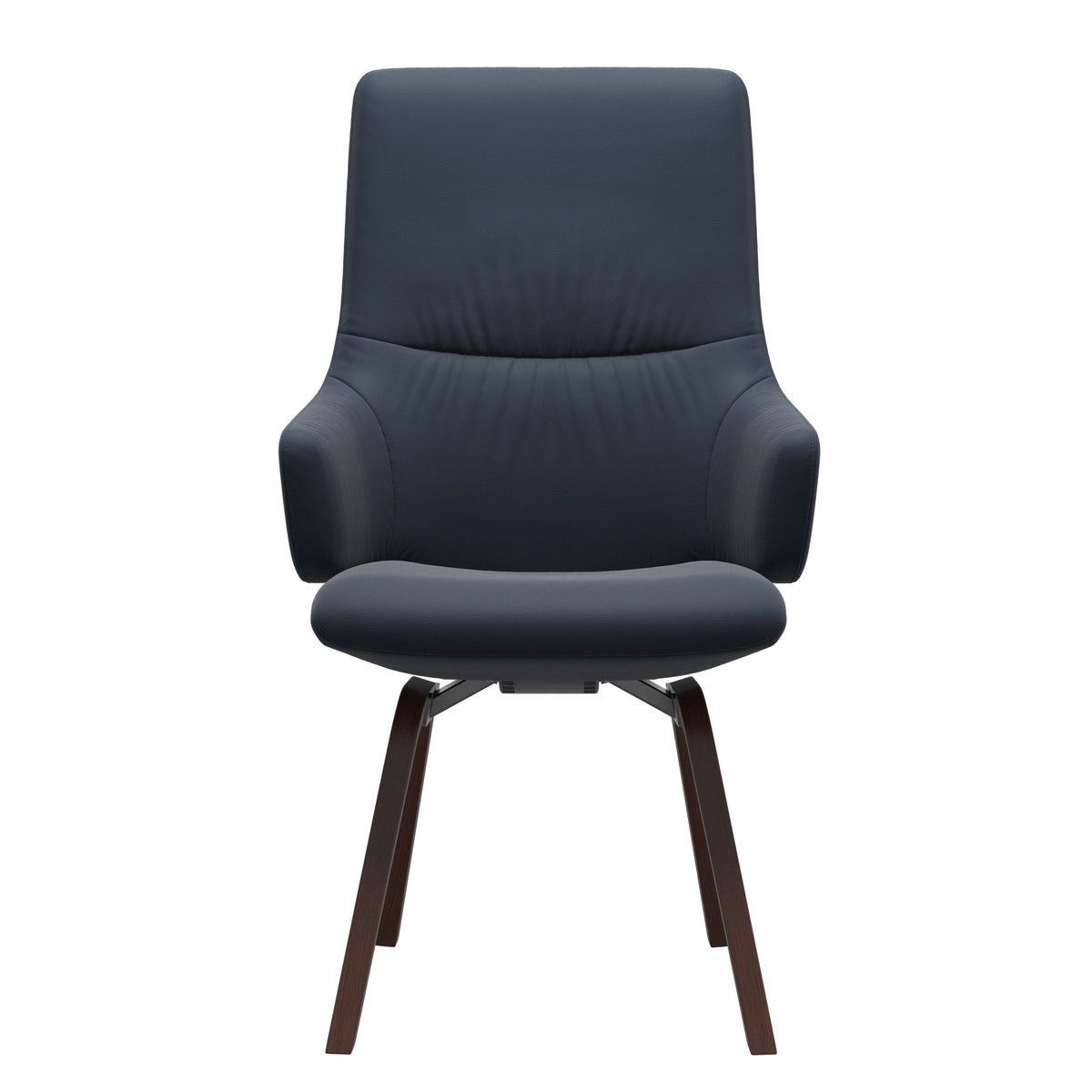Mint High Back Dining Chair - Paloma Oxford Blue - Walnut Wood - Armchair