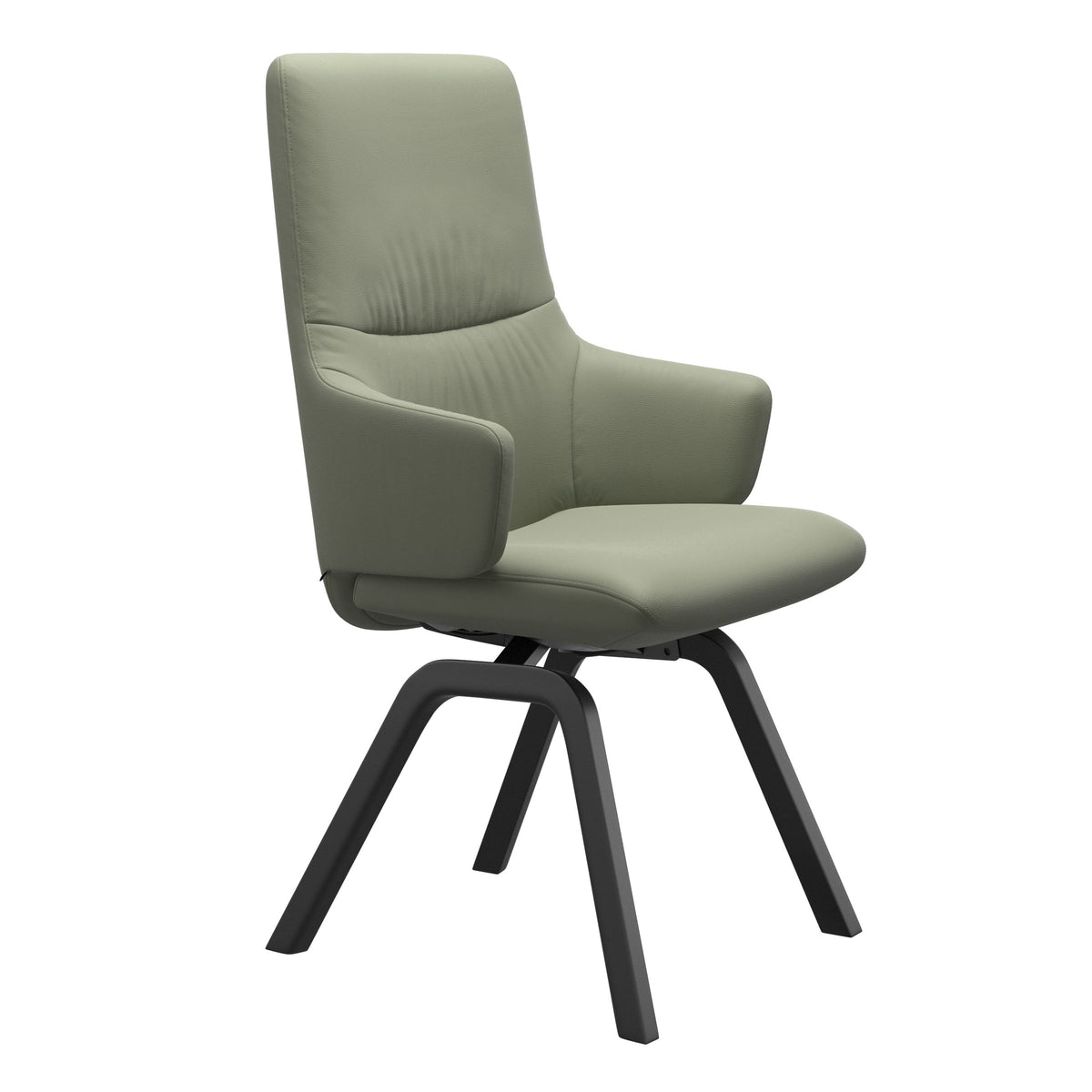 Mint High Back Dining Chair - Paloma Shadow Green - Black Wood - Armchair
