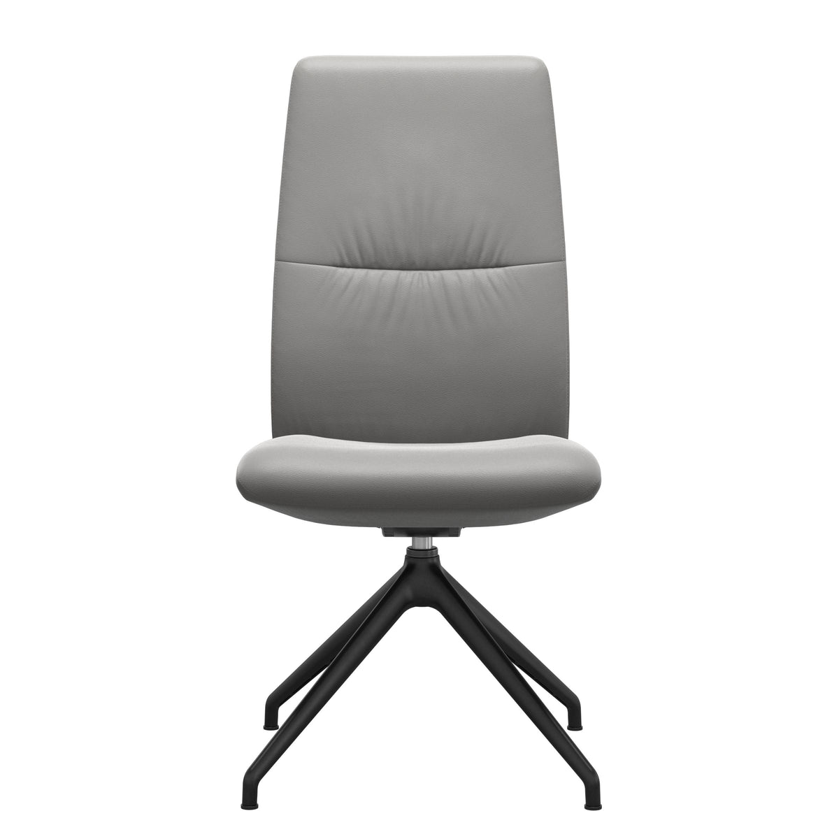 Mint High Back Dining Chair - Paloma Silver Grey - Matte Black Swivel Base - Armless