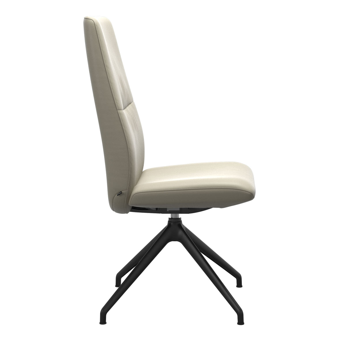 Mint High Back Dining Chair - Paloma Light Grey - Matte Black Swivel Base - Armless