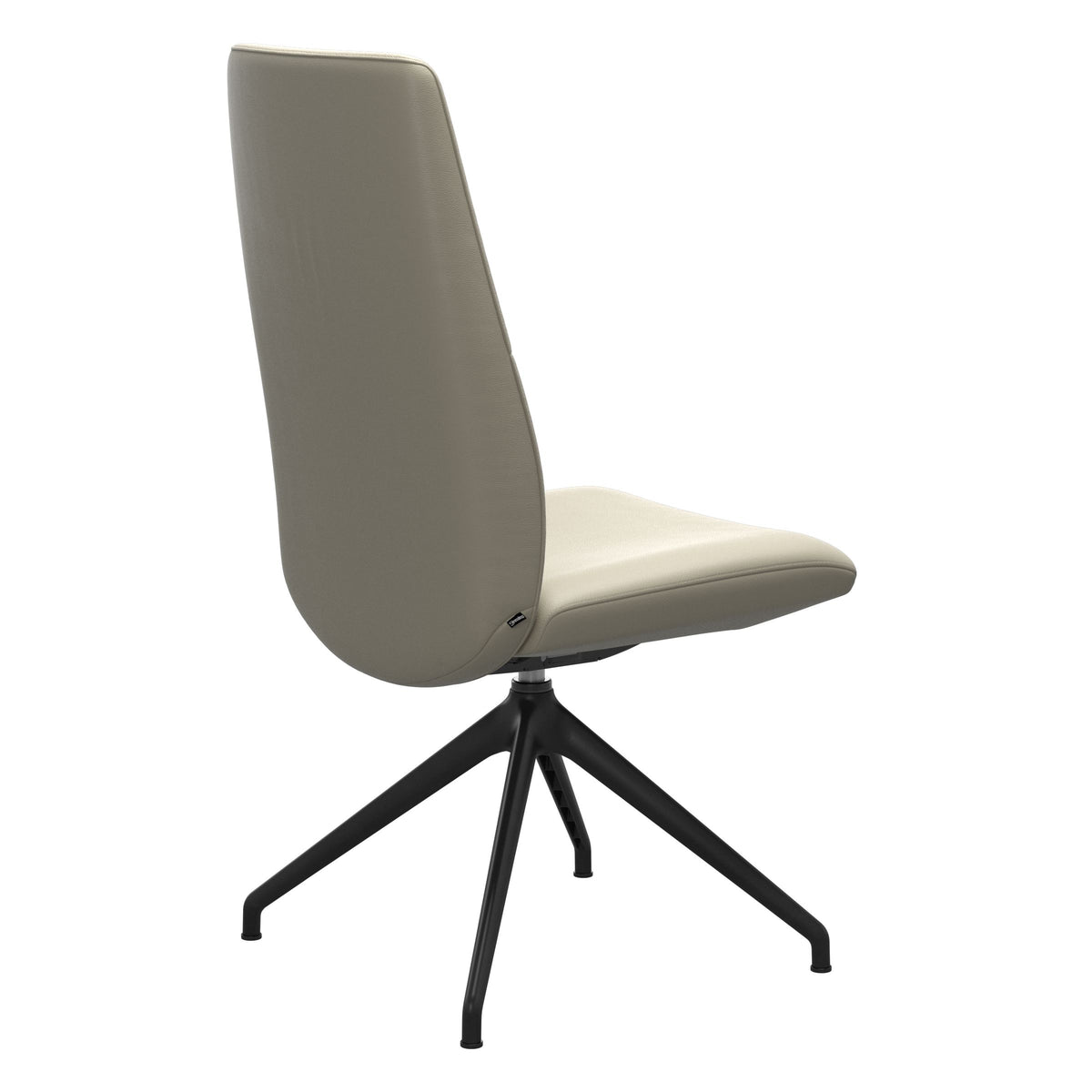 Mint High Back Dining Chair - Paloma Light Grey - Matte Black Swivel Base - Armless