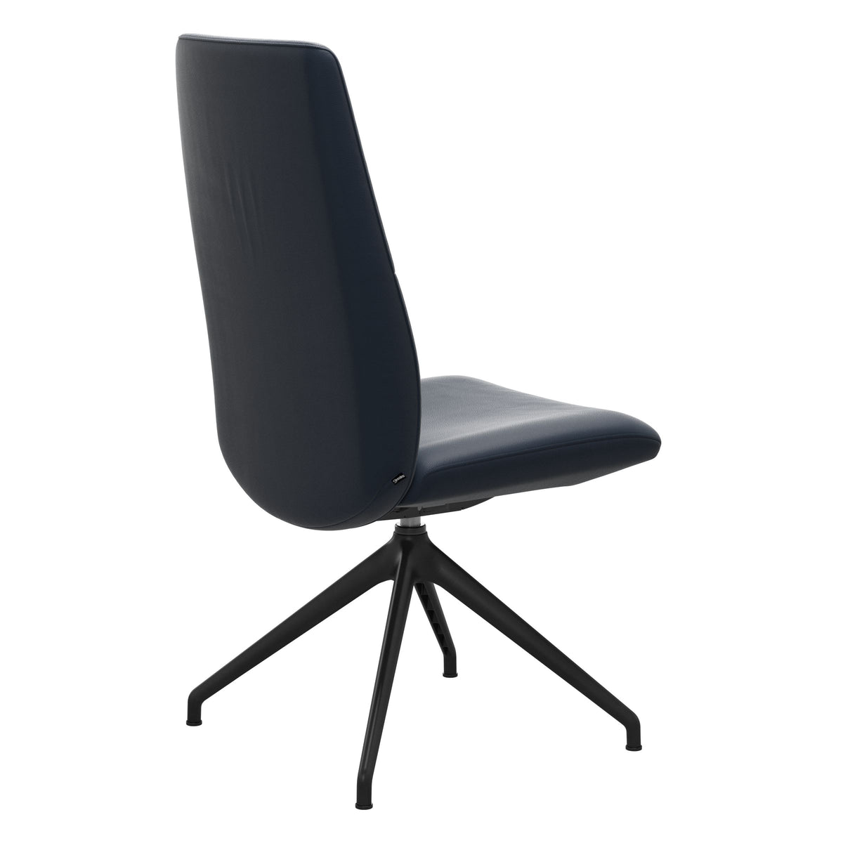 Mint High Back Dining Chair - Paloma Oxford Blue - Matte Black Swivel Base - Armless
