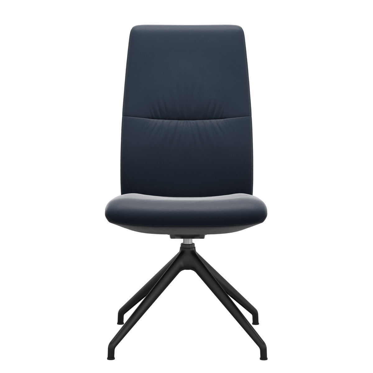 Mint High Back Dining Chair - Paloma Oxford Blue - Matte Black Swivel Base - Armless