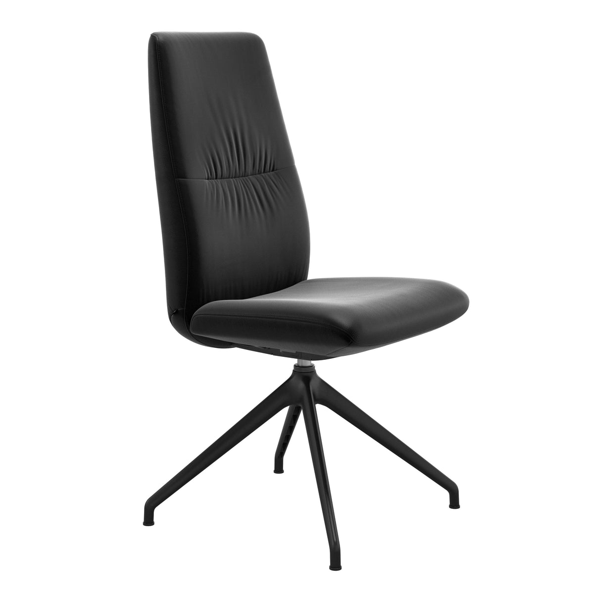 Mint High Back Dining Chair - Paloma Black - Matte Black Swivel Base - Armless