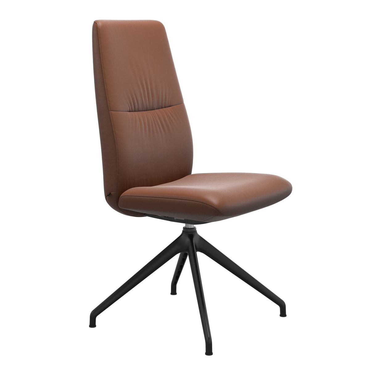 Mint High Back Dining Chair - Paloma New Cognac - Matte Black Swivel Base - Armless