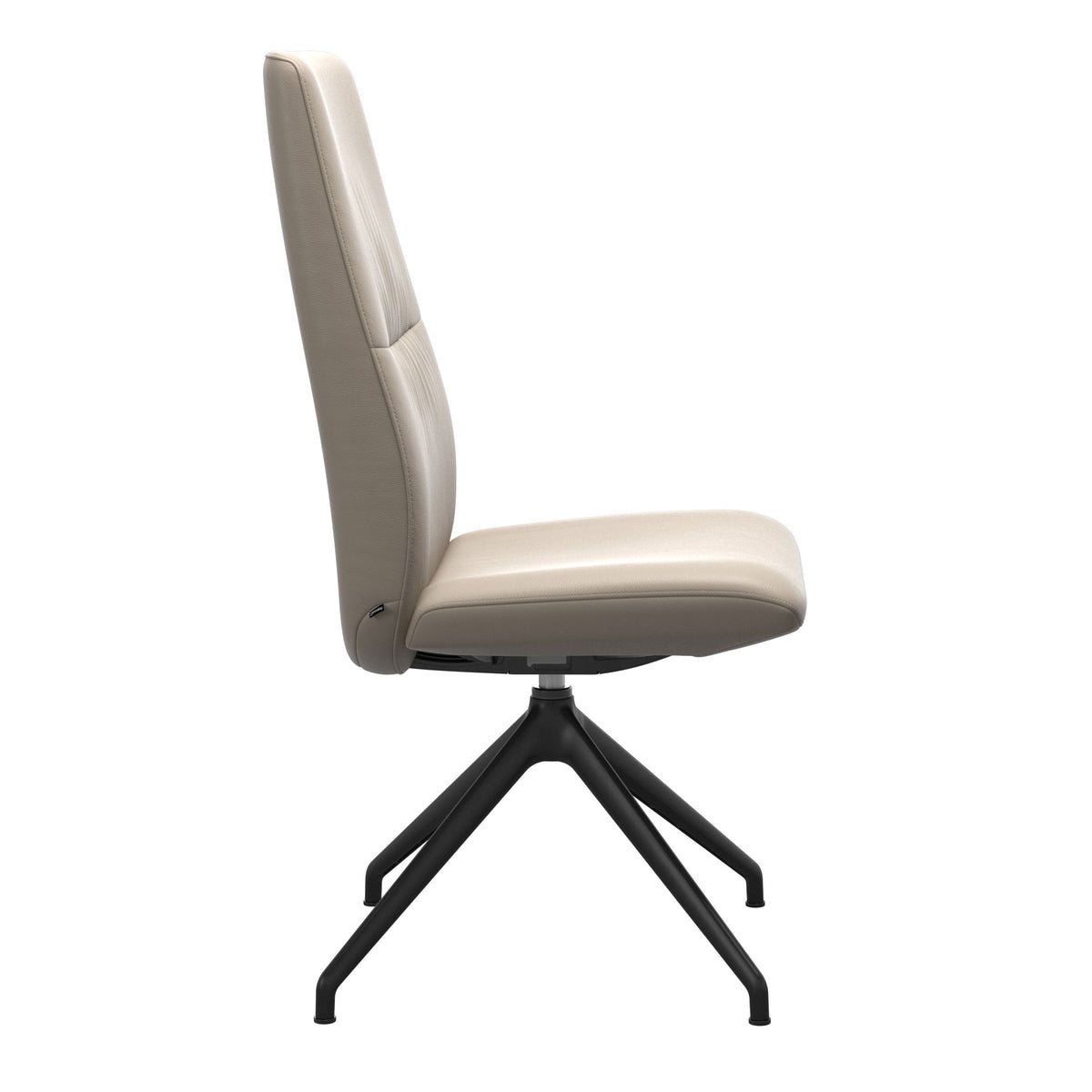 Mint High Back Dining Chair - Paloma Mushroom - Matte Black Swivel Base - Armless
