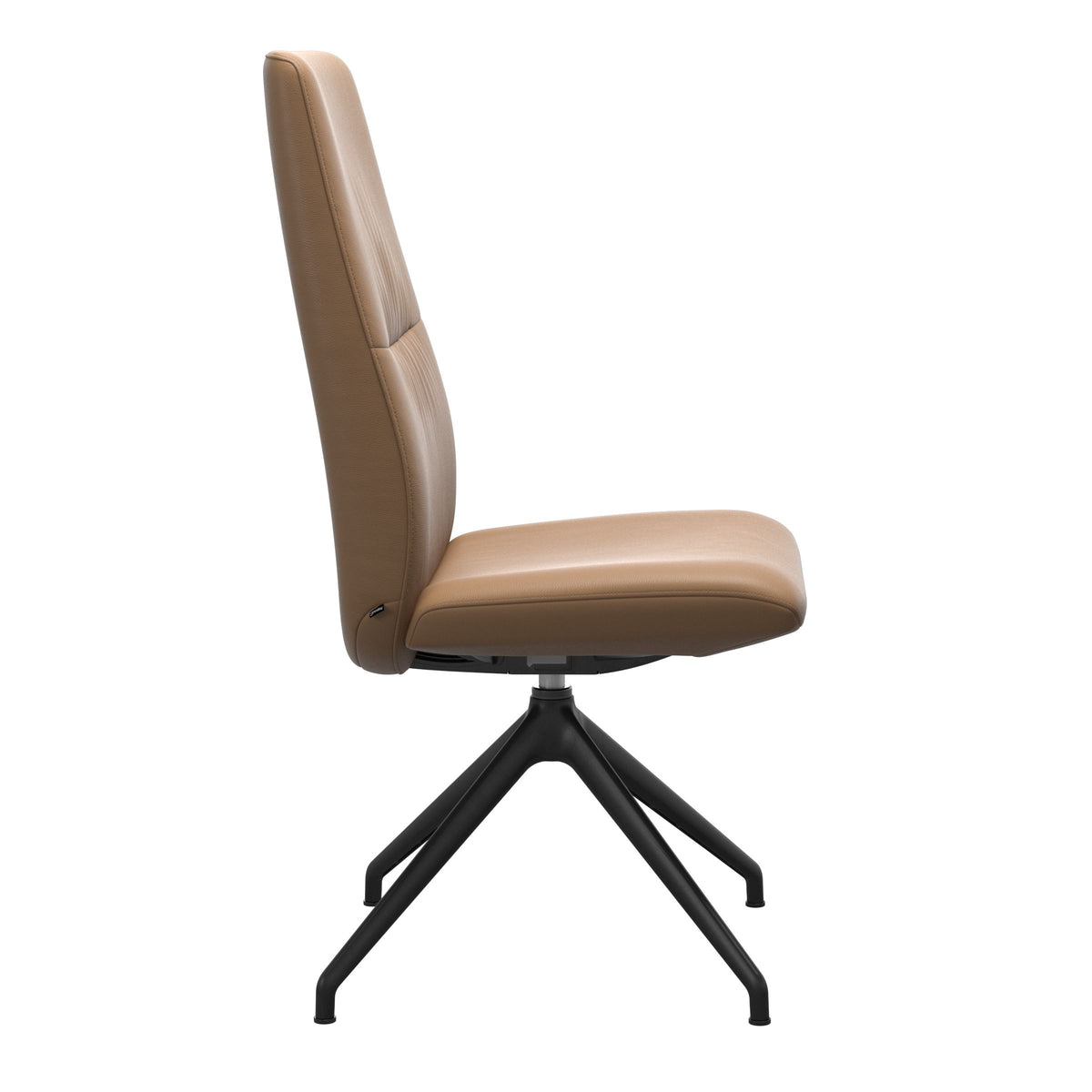 Mint High Back Dining Chair - Paloma Taupe - Matte Black Swivel Base - Armless