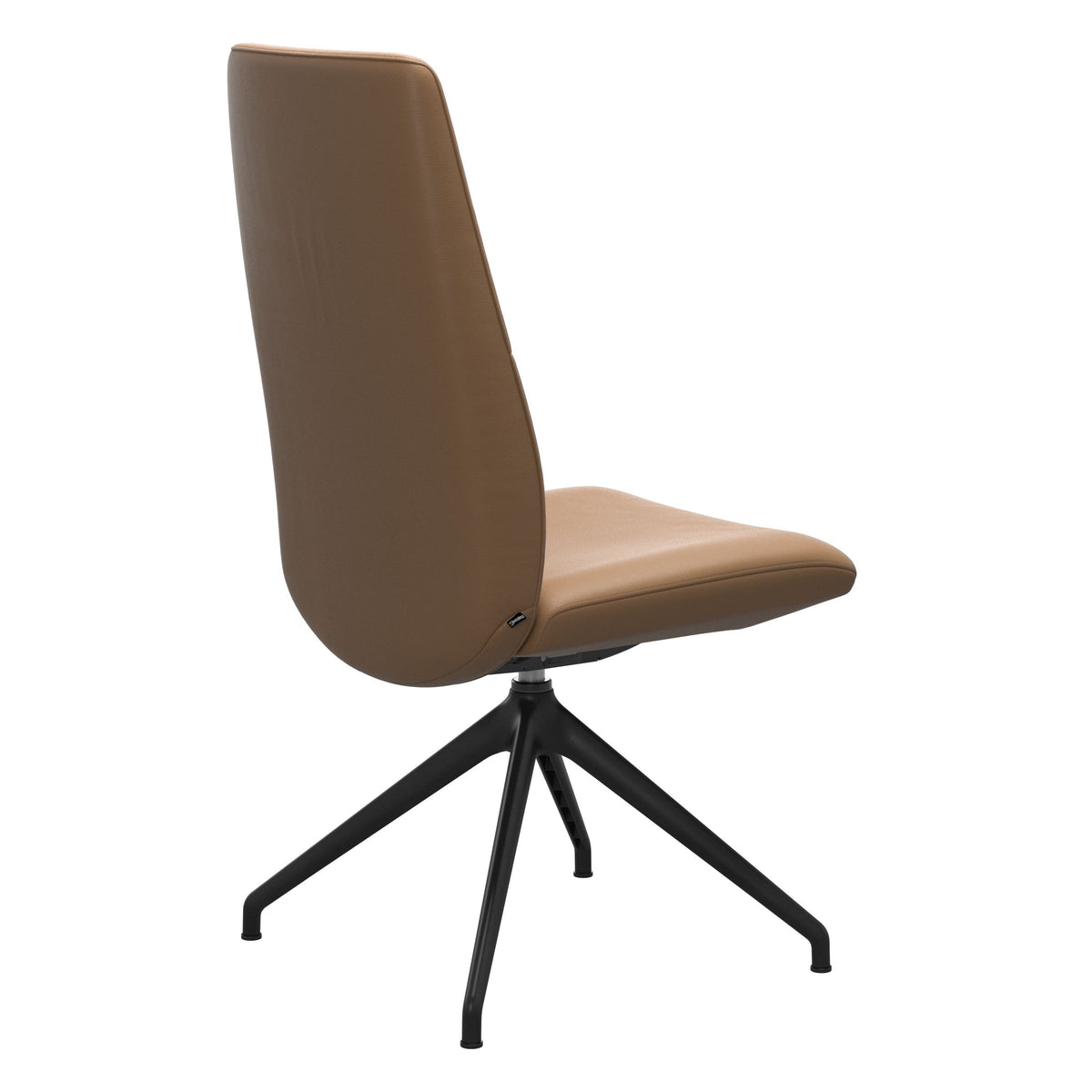 Mint High Back Dining Chair - Paloma Taupe - Matte Black Swivel Base - Armless