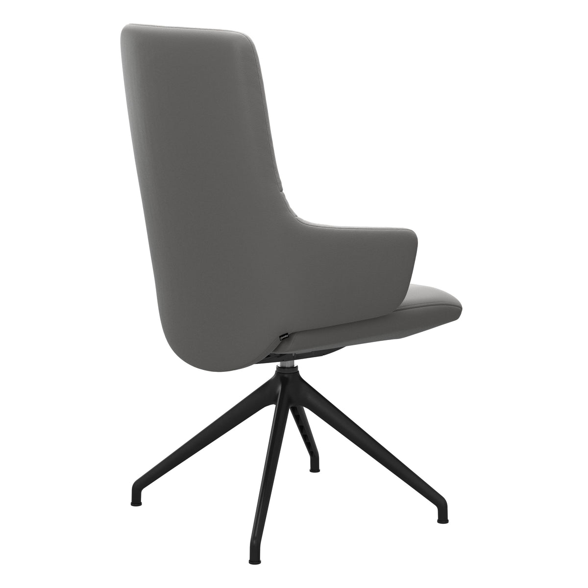 Mint High Back Dining Chair - Paloma Silver Grey - Matte Black Swivel Base - Armchair