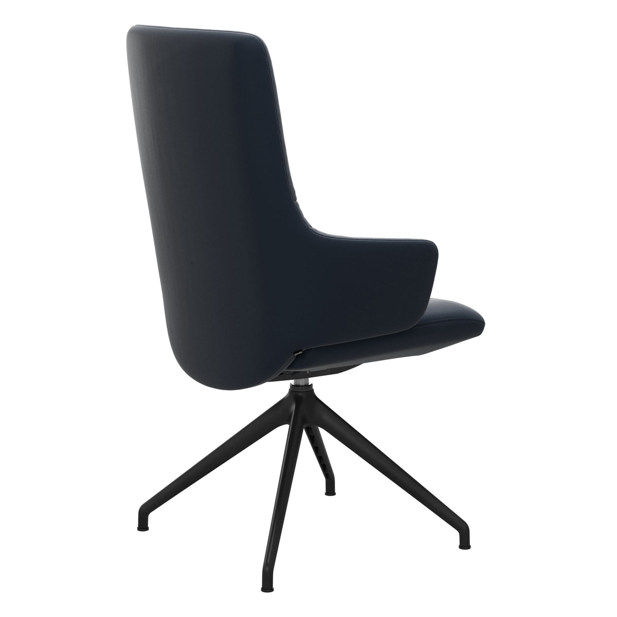 Mint High Back Dining Chair - Paloma Oxford Blue - Matte Black Swivel Base - Armchair