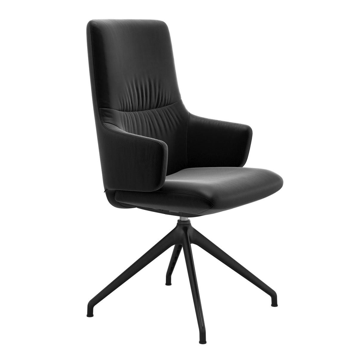 Mint High Back Dining Chair - Paloma Black - Matte Black Swivel Base - Armchair