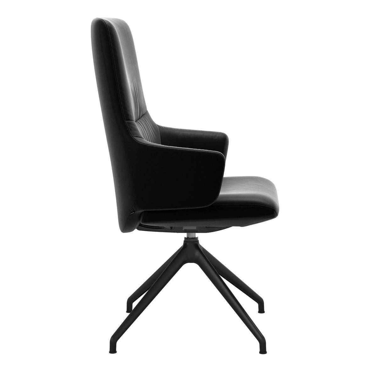Mint High Back Dining Chair - Paloma Black - Matte Black Swivel Base - Armchair