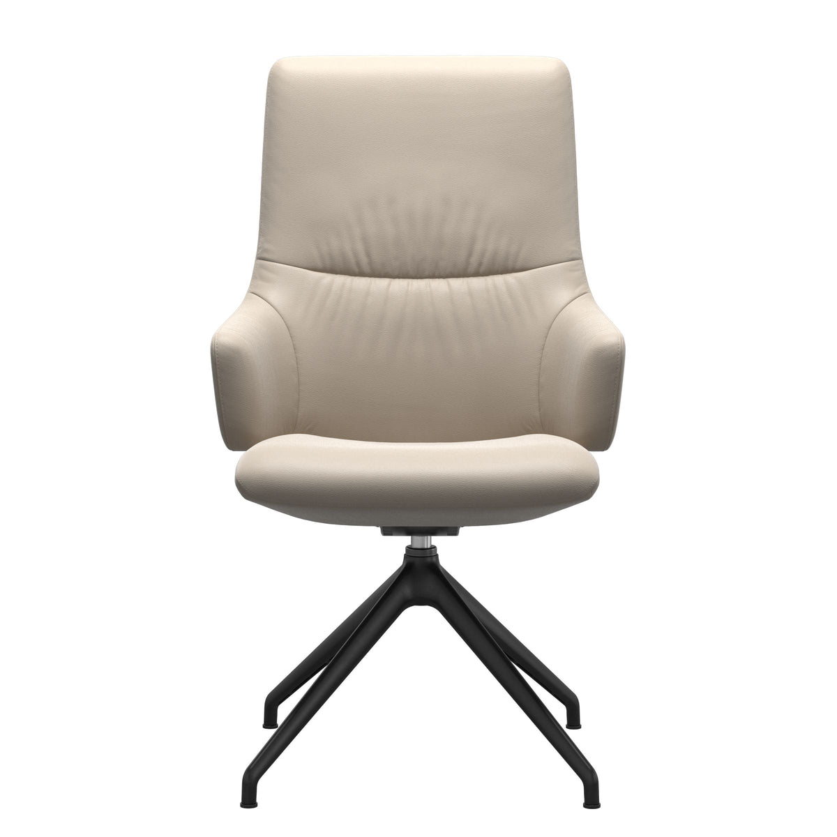 Mint High Back Dining Chair - Paloma Fog - Matte Black Swivel Base - Armchair