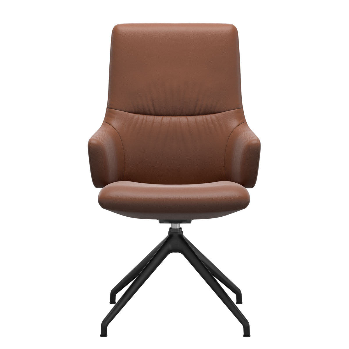 Mint High Back Dining Chair - Paloma New Cognac - Matte Black Swivel Base - Armchair