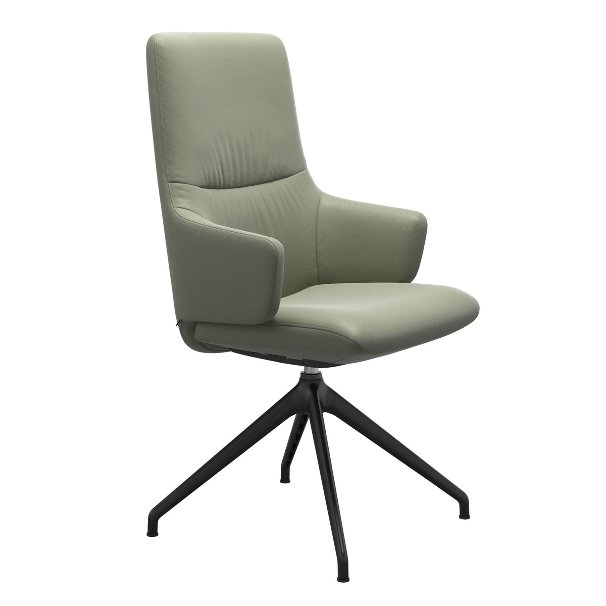 Mint High Back Dining Chair - Paloma Shadow Green - Matte Black Swivel Base - Armchair
