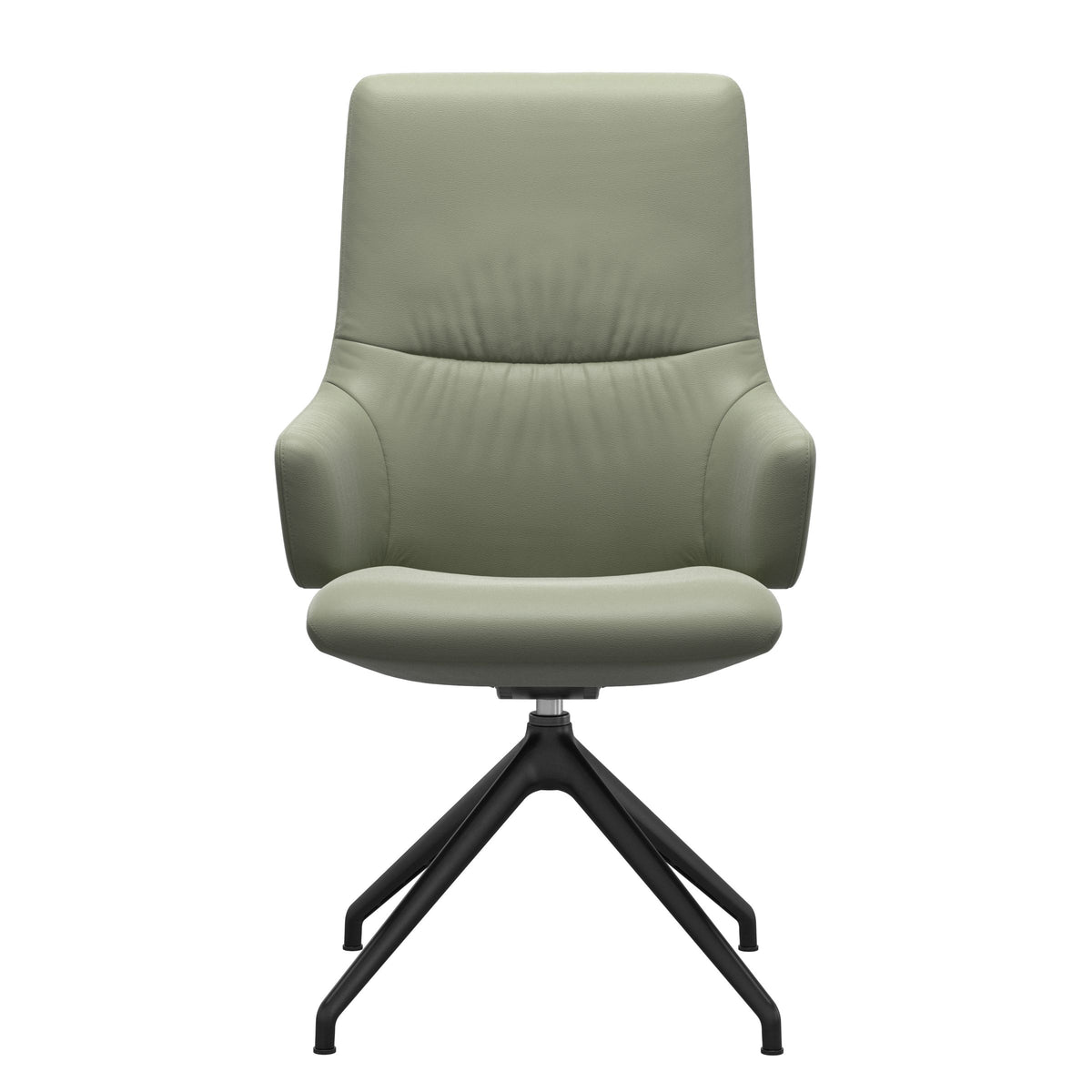 Mint High Back Dining Chair - Paloma Shadow Green - Matte Black Swivel Base - Armchair