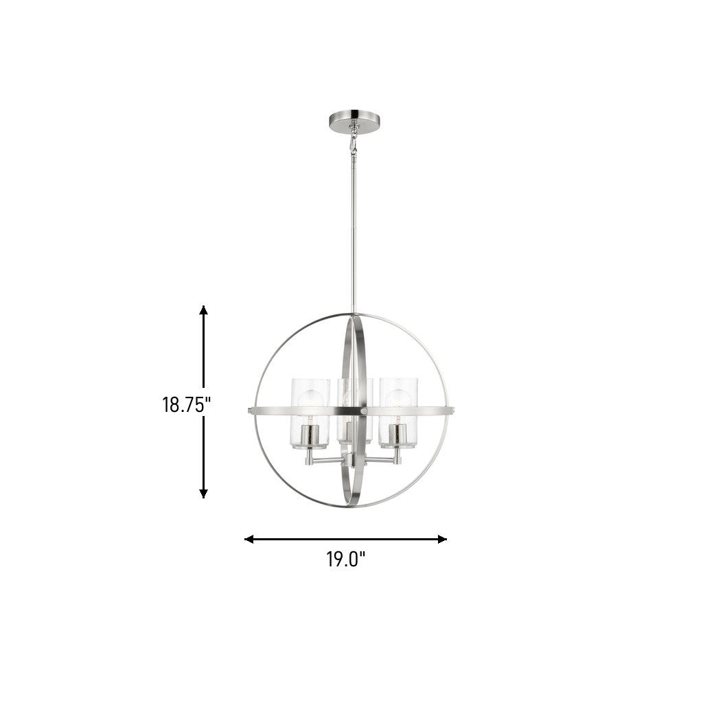 Alturas Three Light Chandelier — Clear Seeded