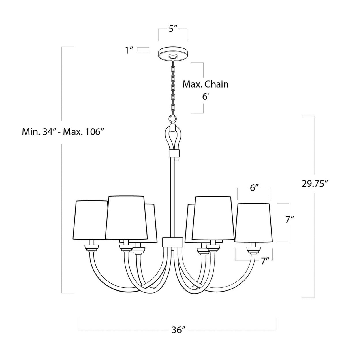 Bimini Six Light Chandelier