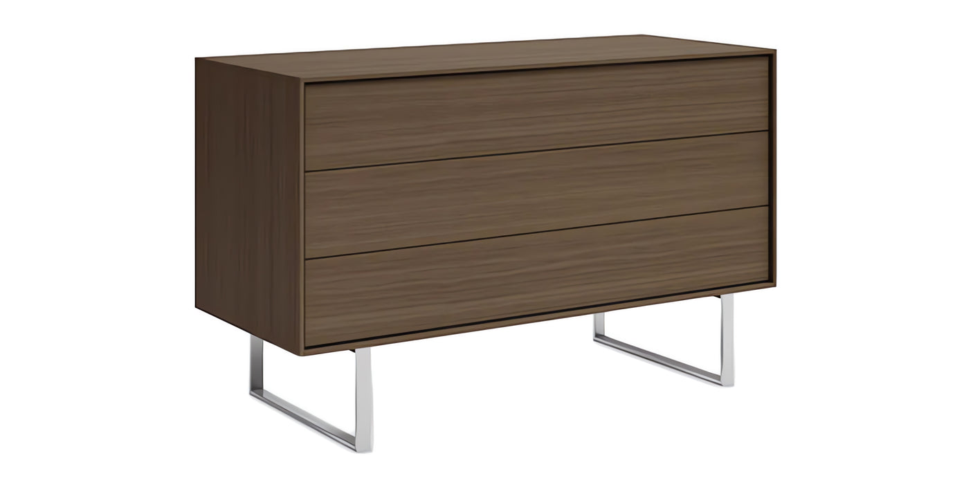 Praline on Walnut with Brushed Nickel Legs | Mobican Ophelia Single Dresser | Valley Ridge Furniture