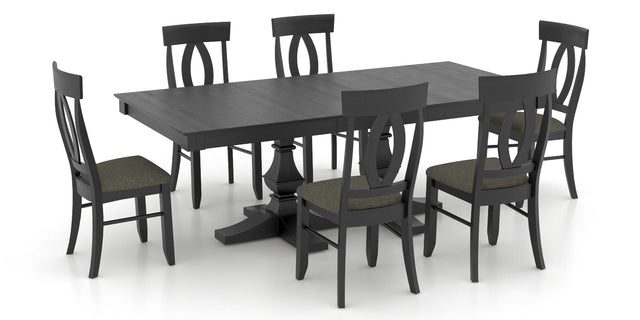 Midnight Black Washed Birch with Matte Finish and 7H Fabric | Canadel Core 4268 Dining Set | Valley Ridge Furniture