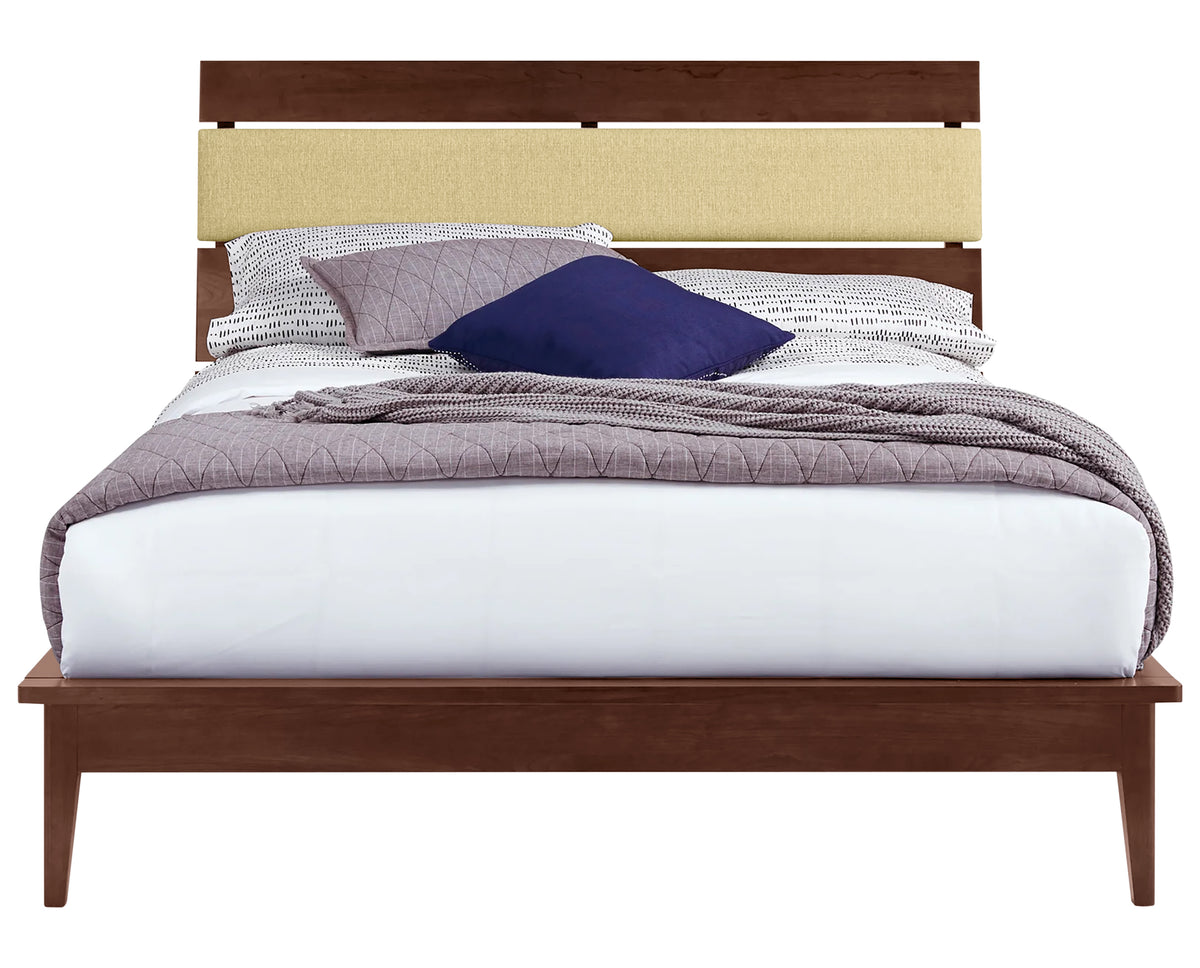 West Bros Camber Complete Bed in 88 Umber with the Neil 020 headboard, front view