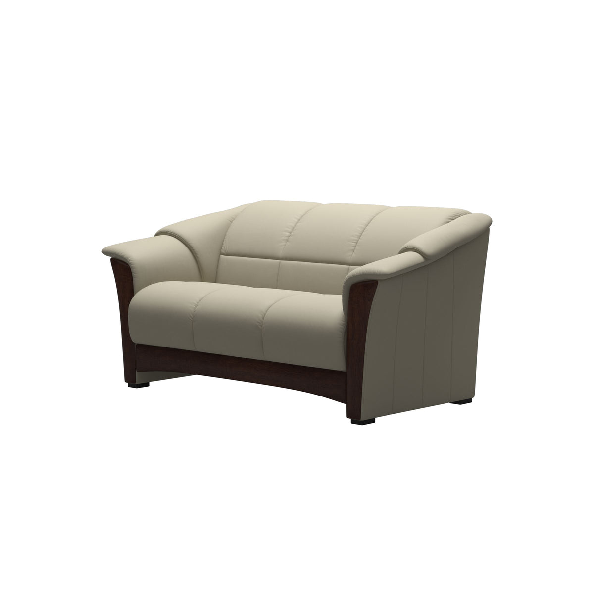 Stressless Oslo 2-Seater Sofa with Wood in Paloma Light Grey, Brown, side view