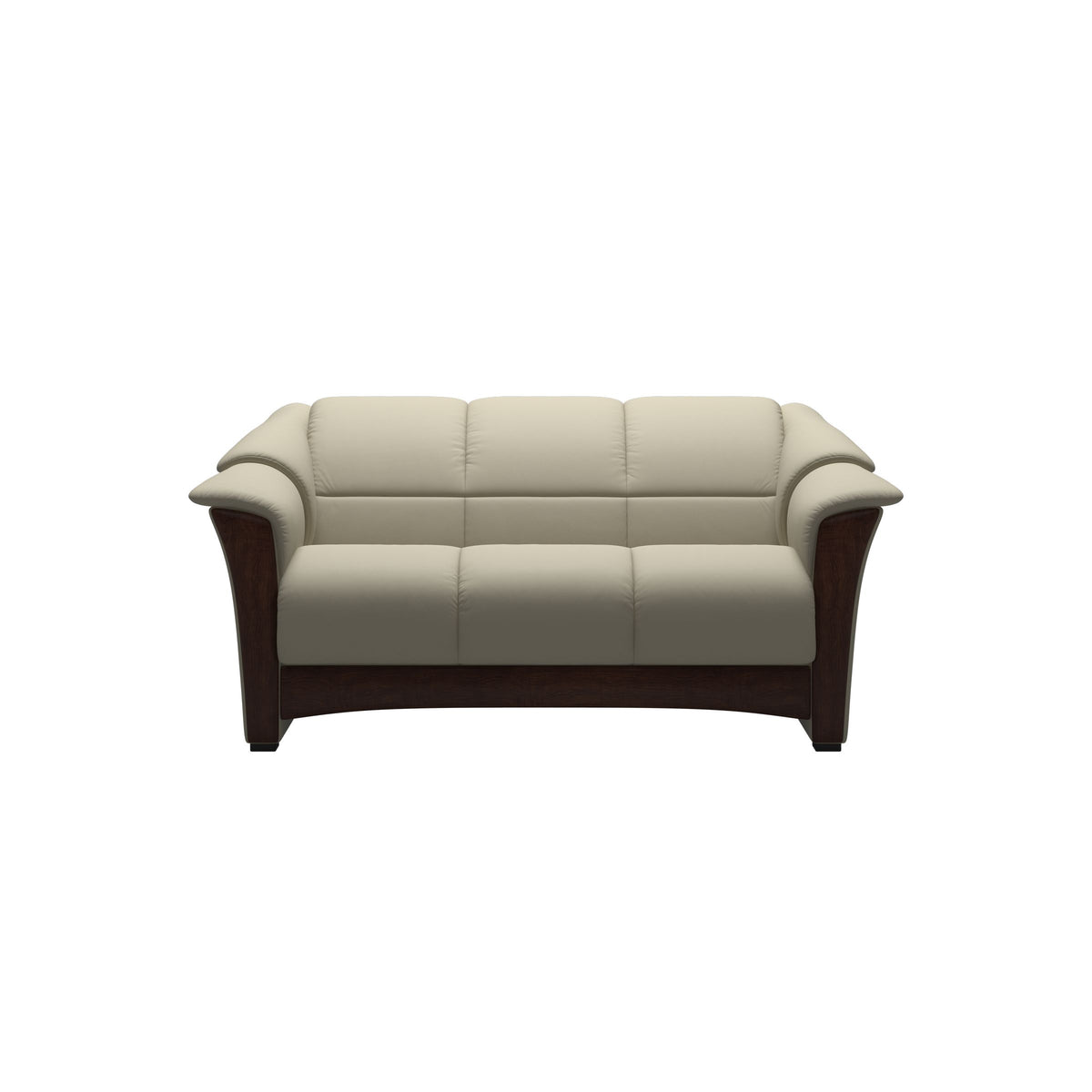 Stressless Oslo 2-Seater Sofa with Wood in Paloma Light Grey, Brown, front view