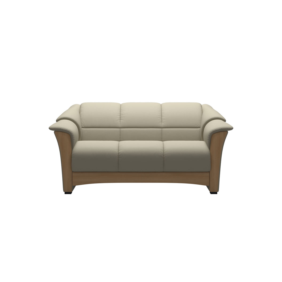 Stressless Oslo 2-Seater Sofa with Wood in Paloma Light Grey, Oak, front view