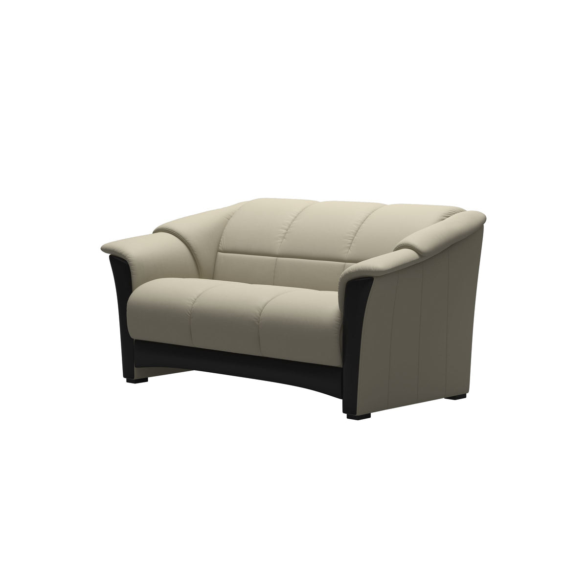 Stressless Oslo 2-Seater Sofa with Wood in Paloma Light Grey, Black, side view