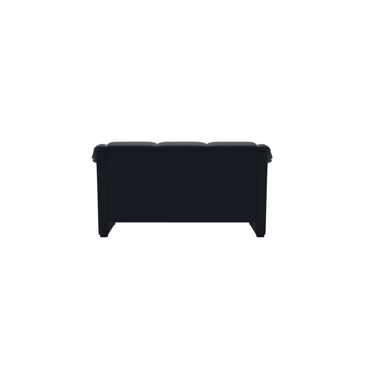Stressless Oslo 2-Seater Sofa with Wood in Paloma Oxford Blue, Brown, rear three-quarter view