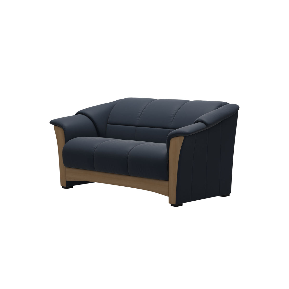 Stressless Oslo 2-Seater Sofa with Wood in Paloma Oxford Blue, Oak, side view