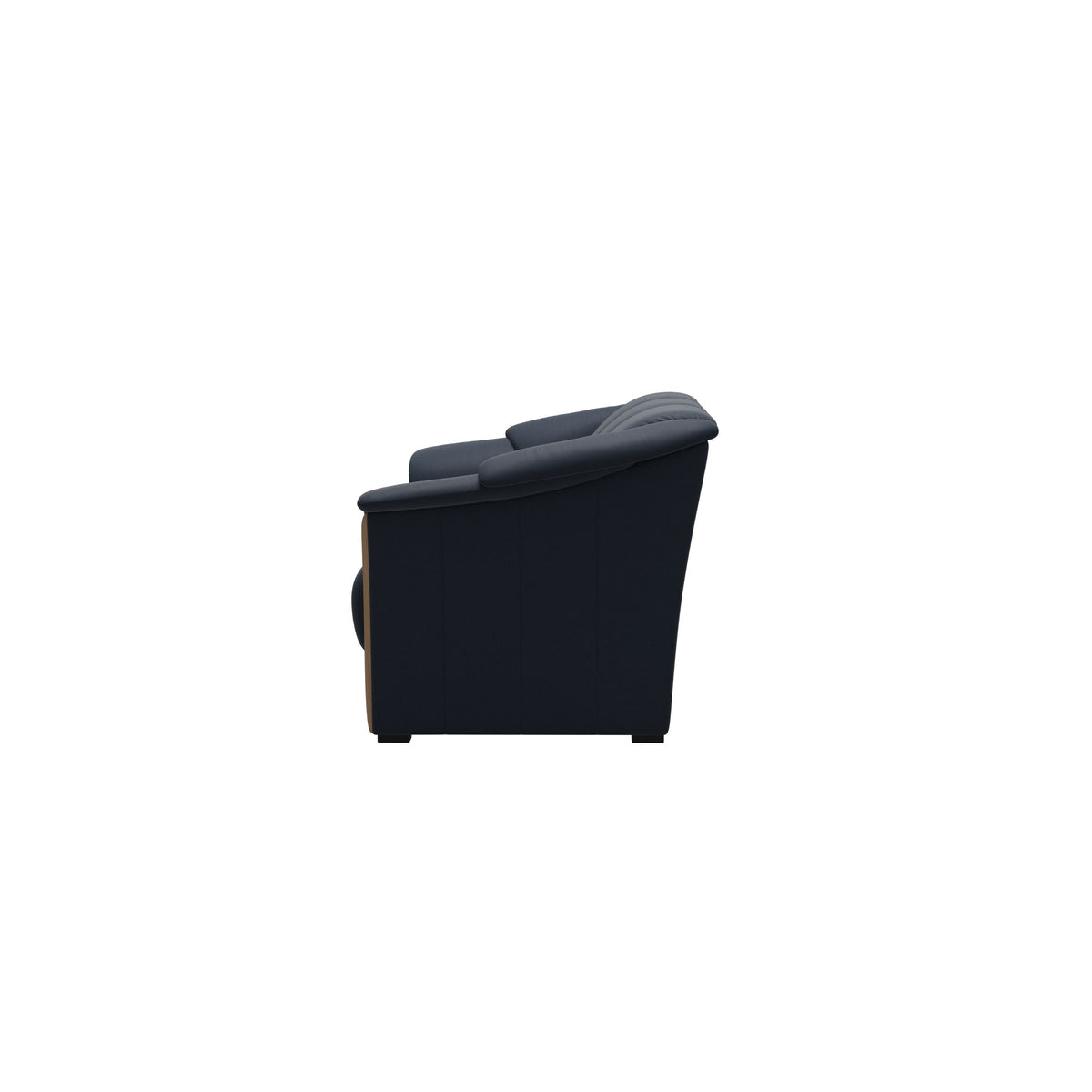 Stressless Oslo 2-Seater Sofa with Wood in Paloma Oxford Blue, Oak, back view
