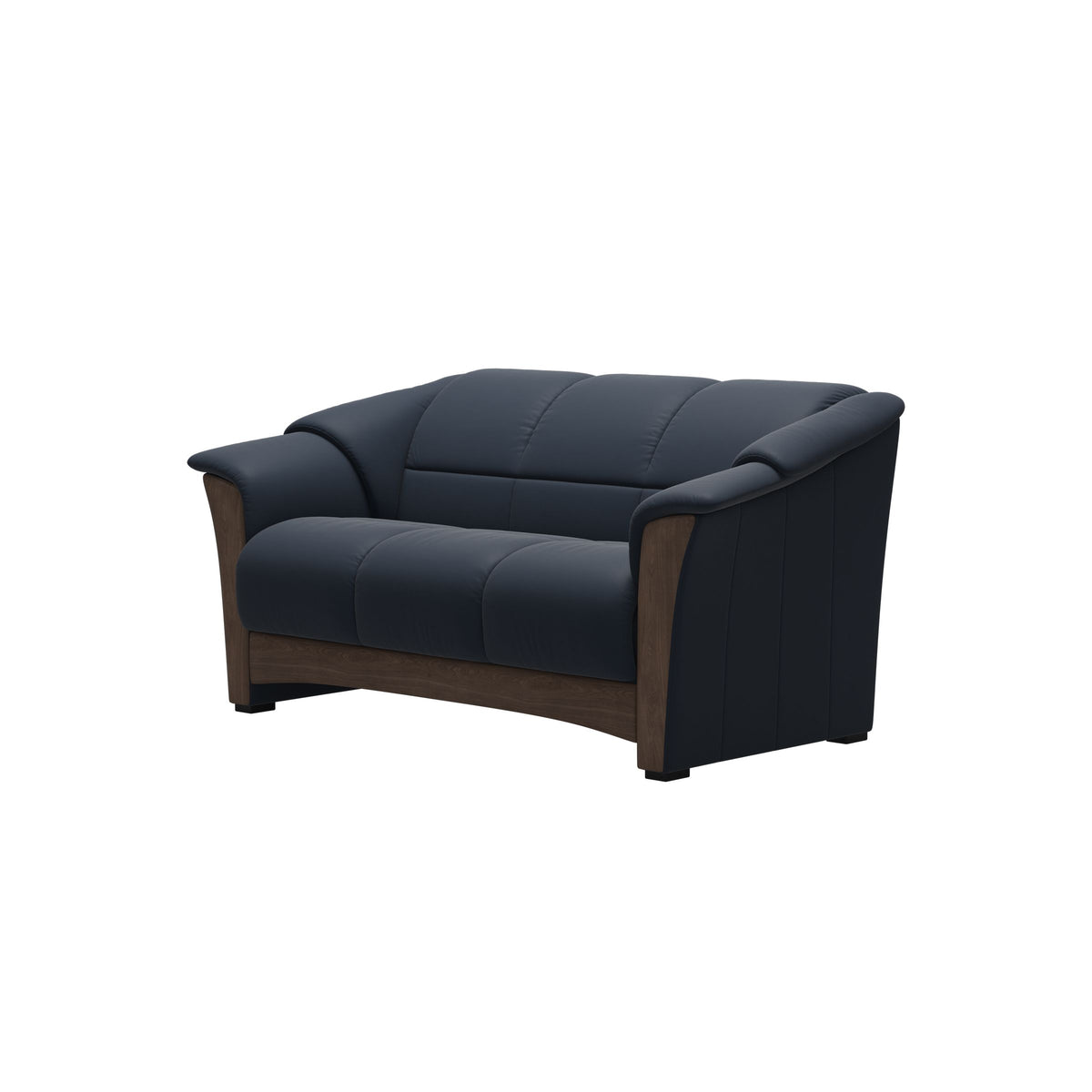 Stressless Oslo 2-Seater Sofa with Wood in Paloma Oxford Blue, Walnut, side view