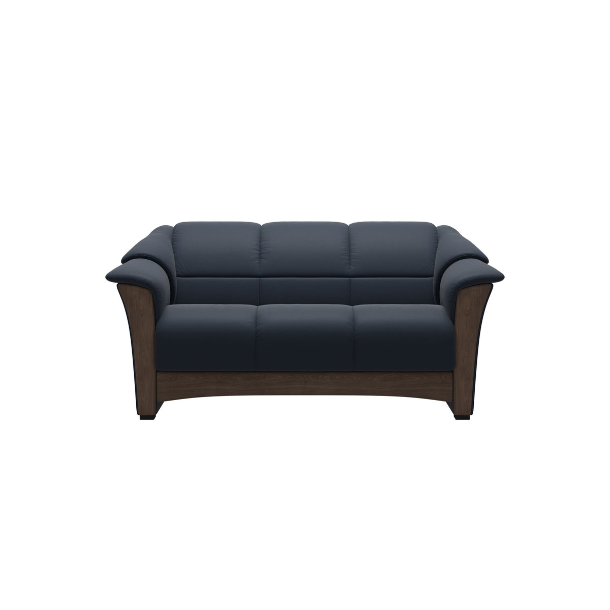 Stressless Oslo 2-Seater Sofa with Wood in Paloma Oxford Blue, Walnut, front view