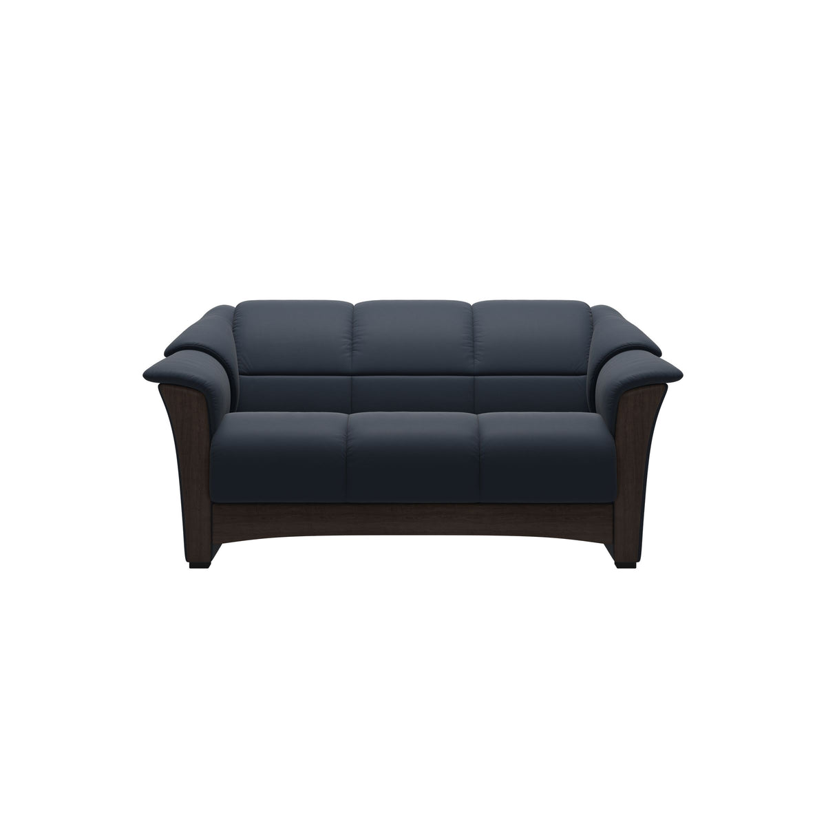 Stressless Oslo 2-Seater Sofa with Wood in Paloma Oxford Blue, Wenge, front view
