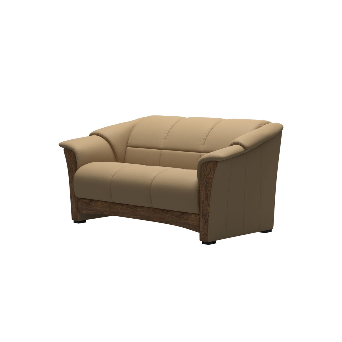 Stressless Oslo 2-Seater Sofa with Wood in Paloma Sand, Teak, side view