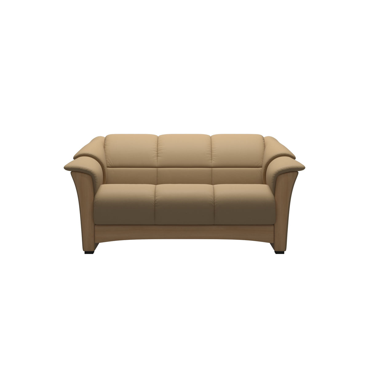 Stressless Oslo 2-Seater Sofa with Wood in Paloma Sand, Oak, front view