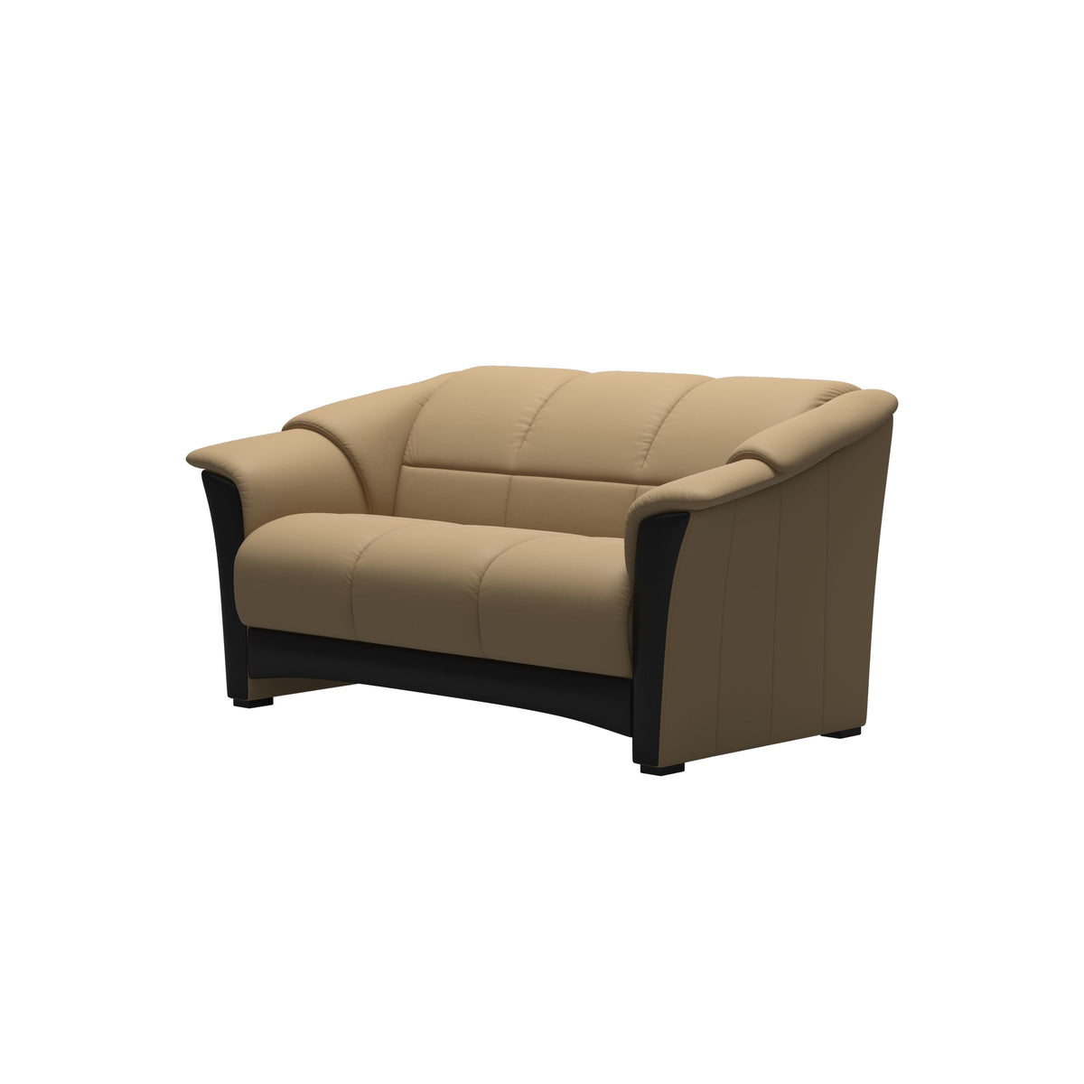Stressless Oslo 2-Seater Sofa with Wood in Paloma Sand, Black, side view